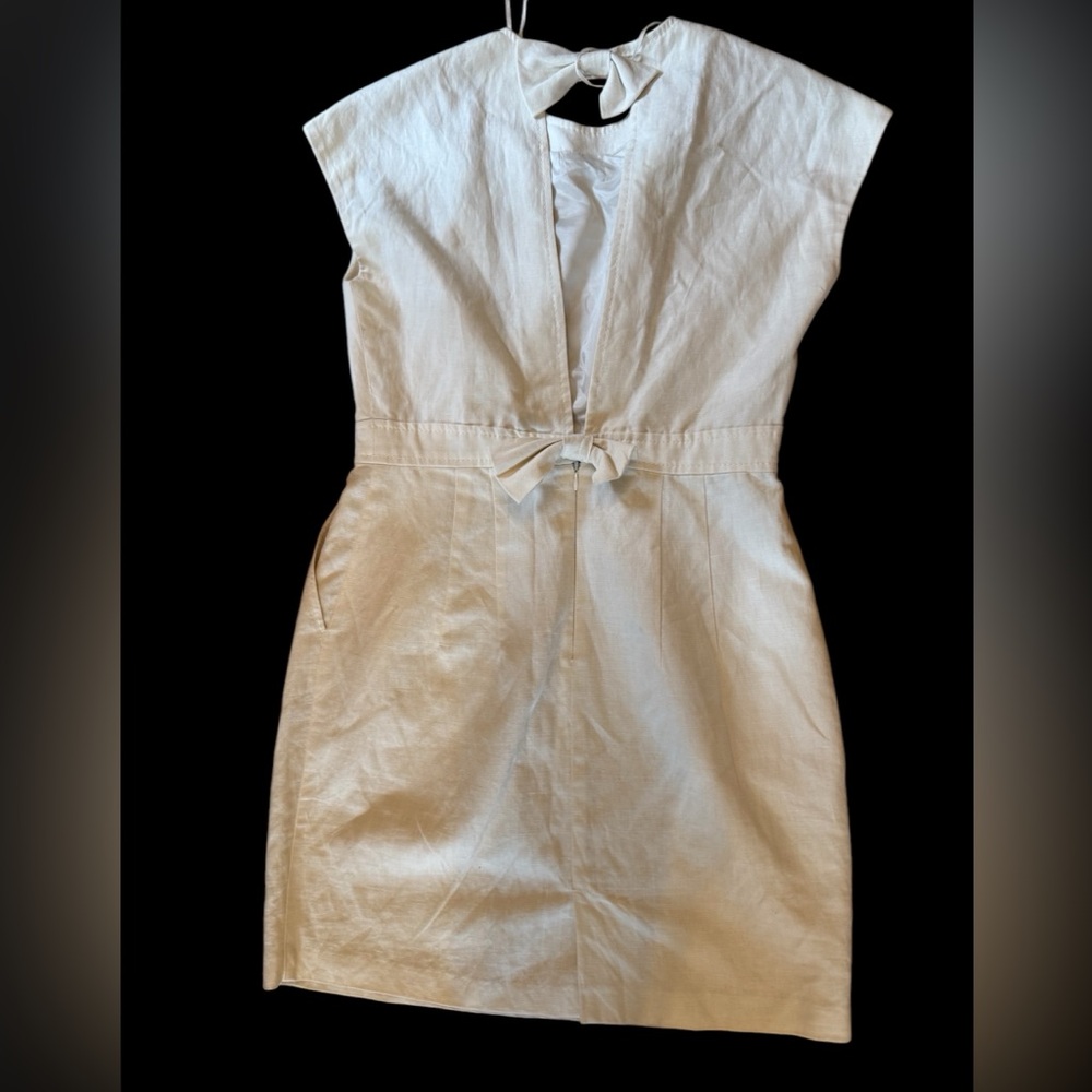 Elegant Cream Linen Penelope *Rebecca Cruiz Dress with open back details size L